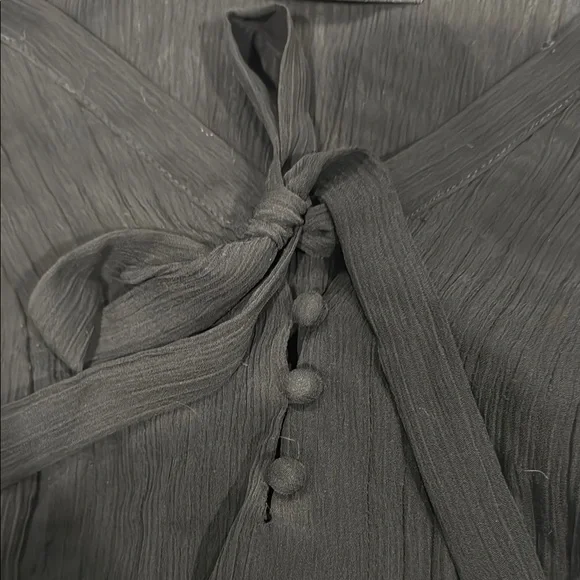 Lane Bryant Black Blouse with Relaxed Fit Tie Front - Picture 4 of 4